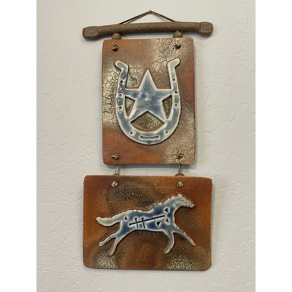 Southwestern Salt Flash Art Tile Horseshoe and Running Horse - Picture 1 of 8